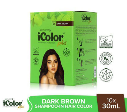 Picture of iColor +Shampoo In Hair Color Dark Brown 30mlx10's