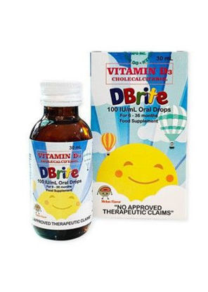 Picture of DBrite 100 IU/ml Melon Flavor Oral Drops 30ml (Vitamin D3+Cholecalciferol)