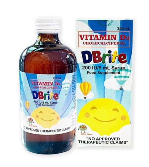 Picture of DBrite 200 IU/5ml Melon Flavor Syrup 250ml (Vitamin D3+Cholecalciferol)