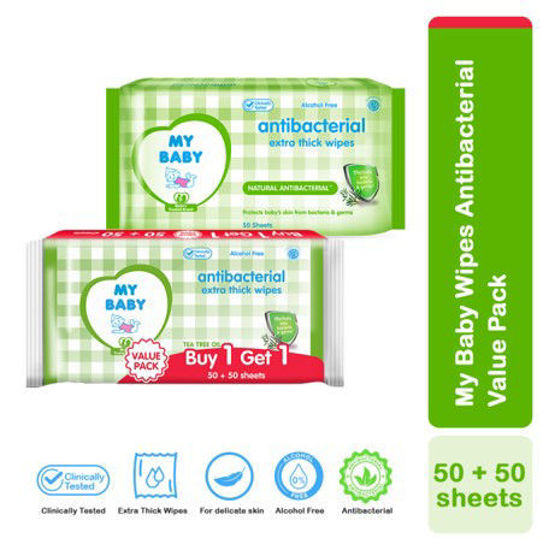 Picture of My Baby Wipes Antibacterial 50s (Buy1 Take1 Promo)