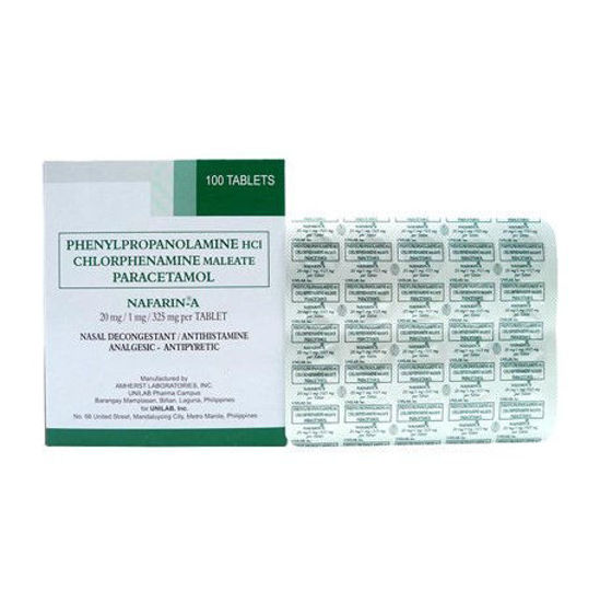 Picture of Nafarin-A Tablet 20s (Phenylpropanolamine HCl Chlorphenamine Maleate Paracetamol)