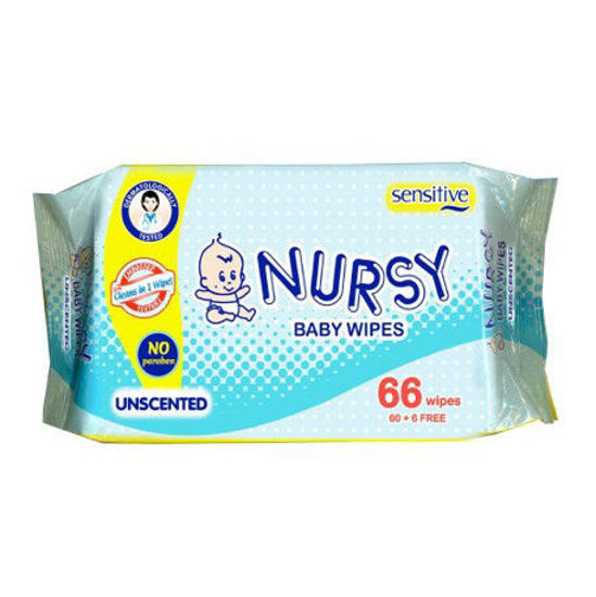 Picture of Nursy Baby Wipes Sensitive Unscented 66s