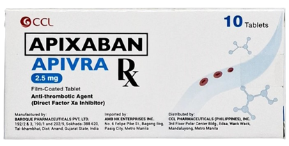 Picture of Apivra 2.5mg (Apixaban) x 10's